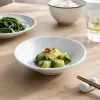 White porcelain bowls, simple household ceramic tableware, serving rice bowls, large soup bowls details Picture